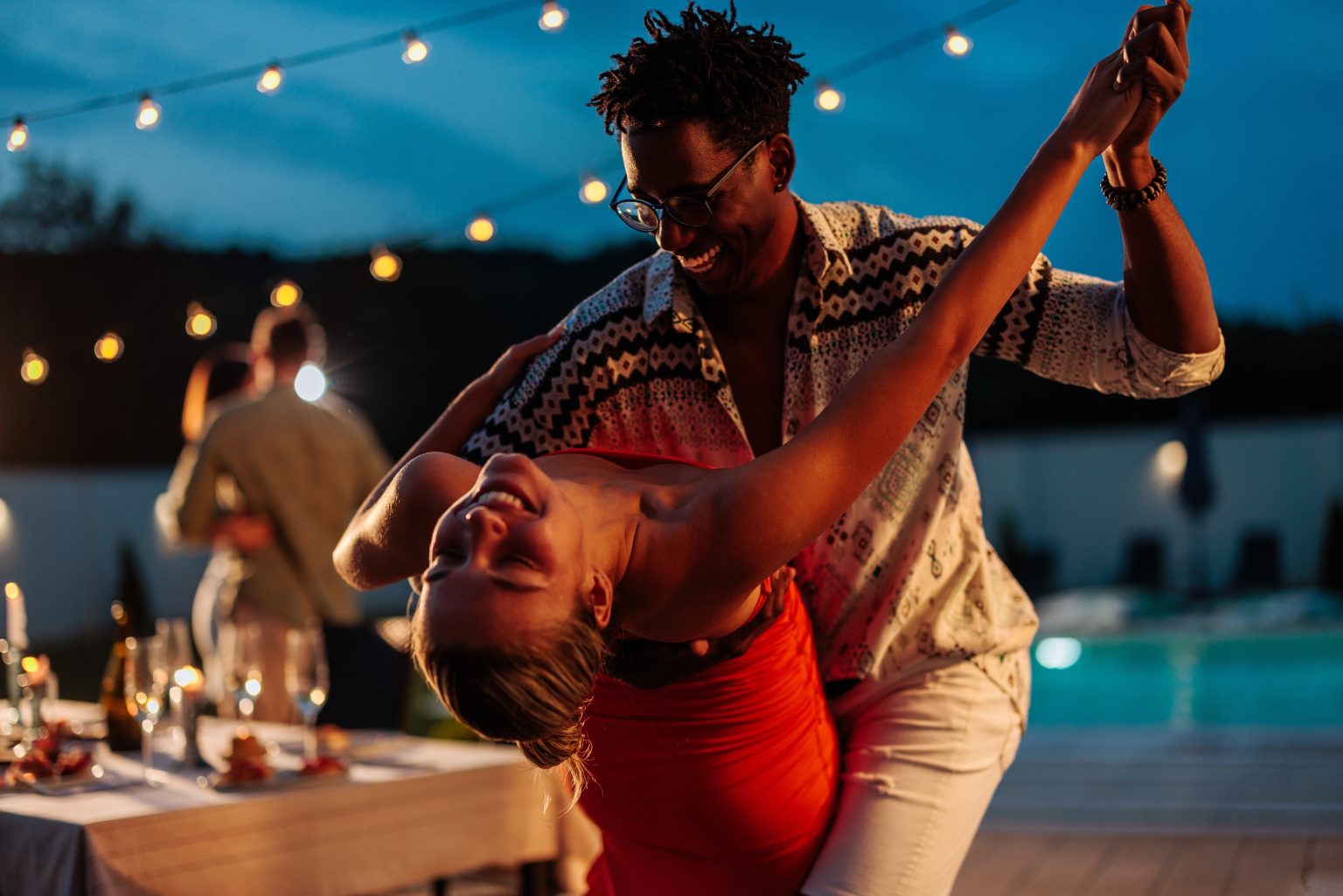 Multiracial,Couple,,Caucasian,Girl,And,African-american,Guy,,Dancing,On,A