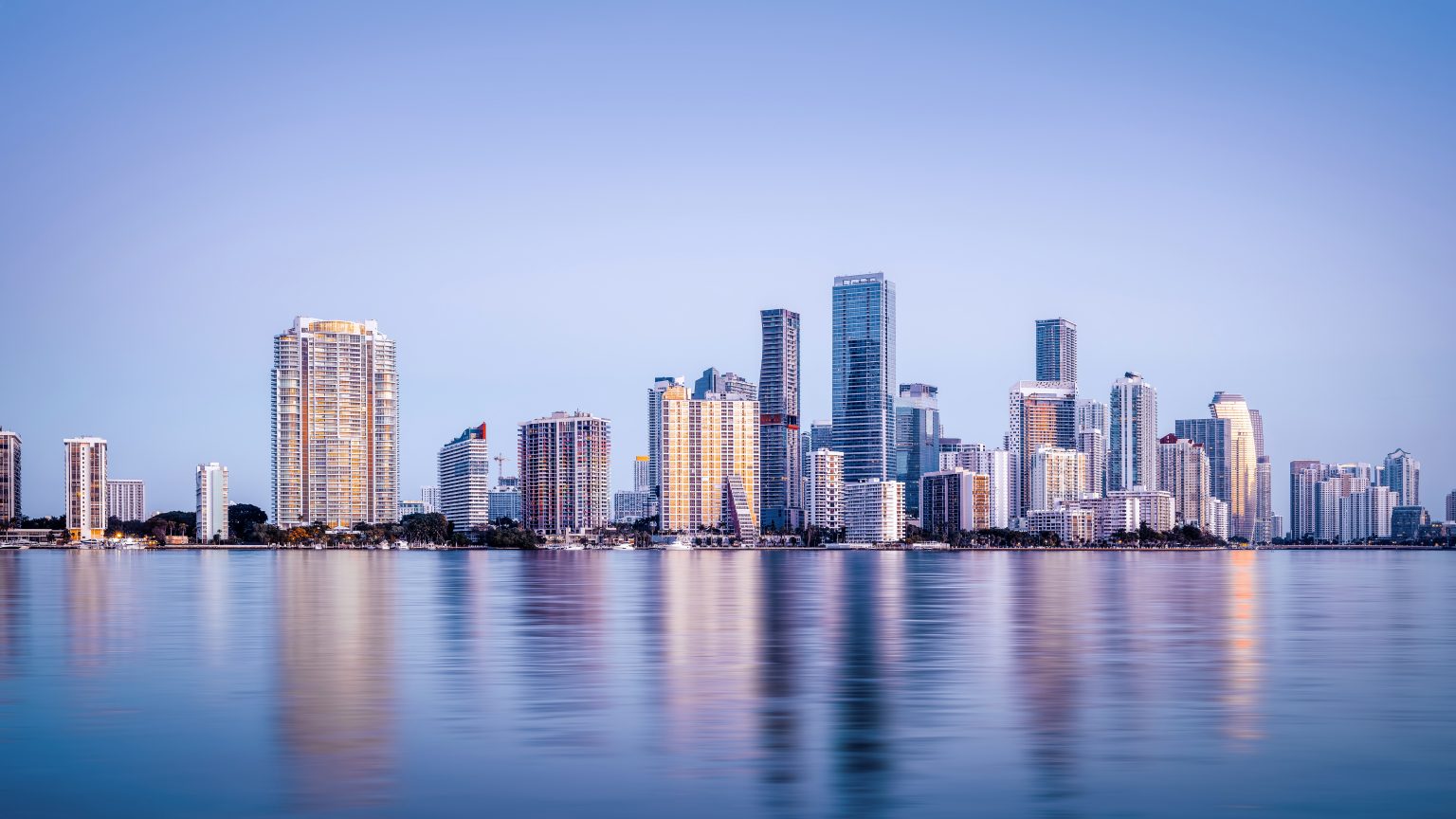 The,Skyline,Of,Miami,During,Sunrise,,Florida